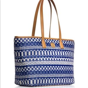 Tory Burch Blue Straw Tote
